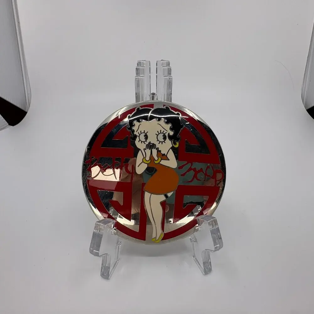 Betty Boop Belt Buckle 2010 King Features Red Silver Round Metal